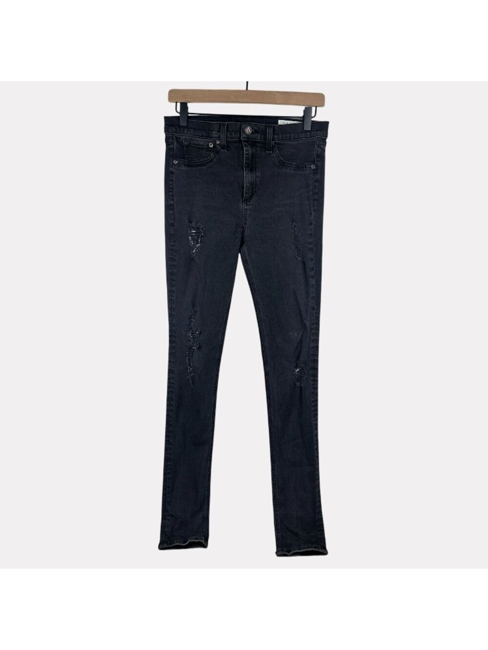 Rag & Bone High Rise Jegging Distressed Womens 30 Black Skinny Leg FIve Pocket
